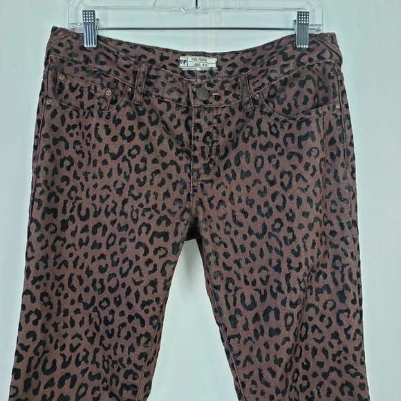 Free People Cheetah Print Flocked Pants Ankle Crop - Picture 3 of 6